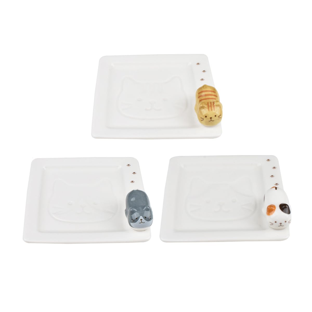 Amazon | BOHALUU(ボハル) 調味料皿 猫 3枚セット セラミック 猫柄 猫