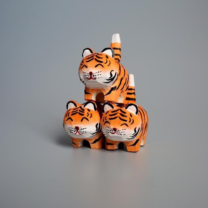 Amazon.co.jp: 虎の置物 玄関 干支 置物 かわいい 木製 1/3個セット