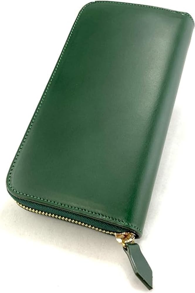 Amazon | 深緑 ラウンドファスナー 長財布 堅牢な米国産牛革 ダーク
