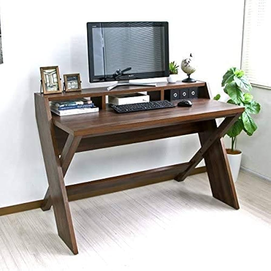 Amazon | パソコンデスク シンプル 収納 コンパクト 北欧ﾃﾞｻﾞｲﾝ ｸﾛｽ