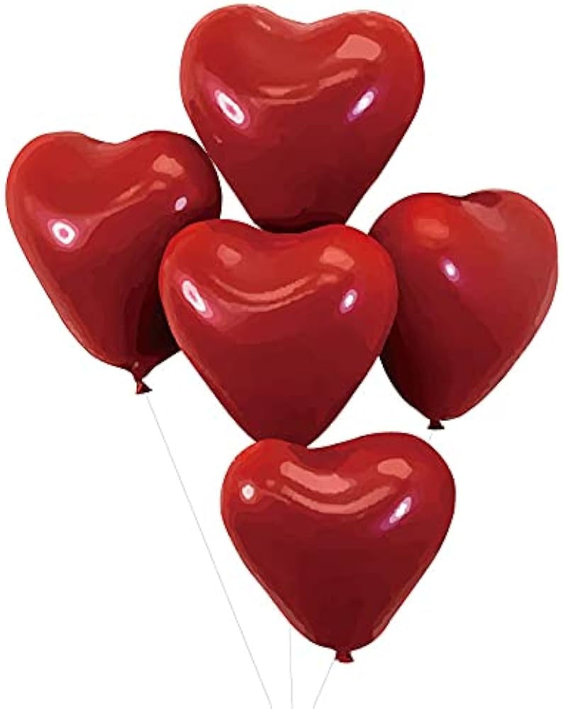 Amazon | グロスハートバルーン 5個入り ルビーレッド 風船 バルーン