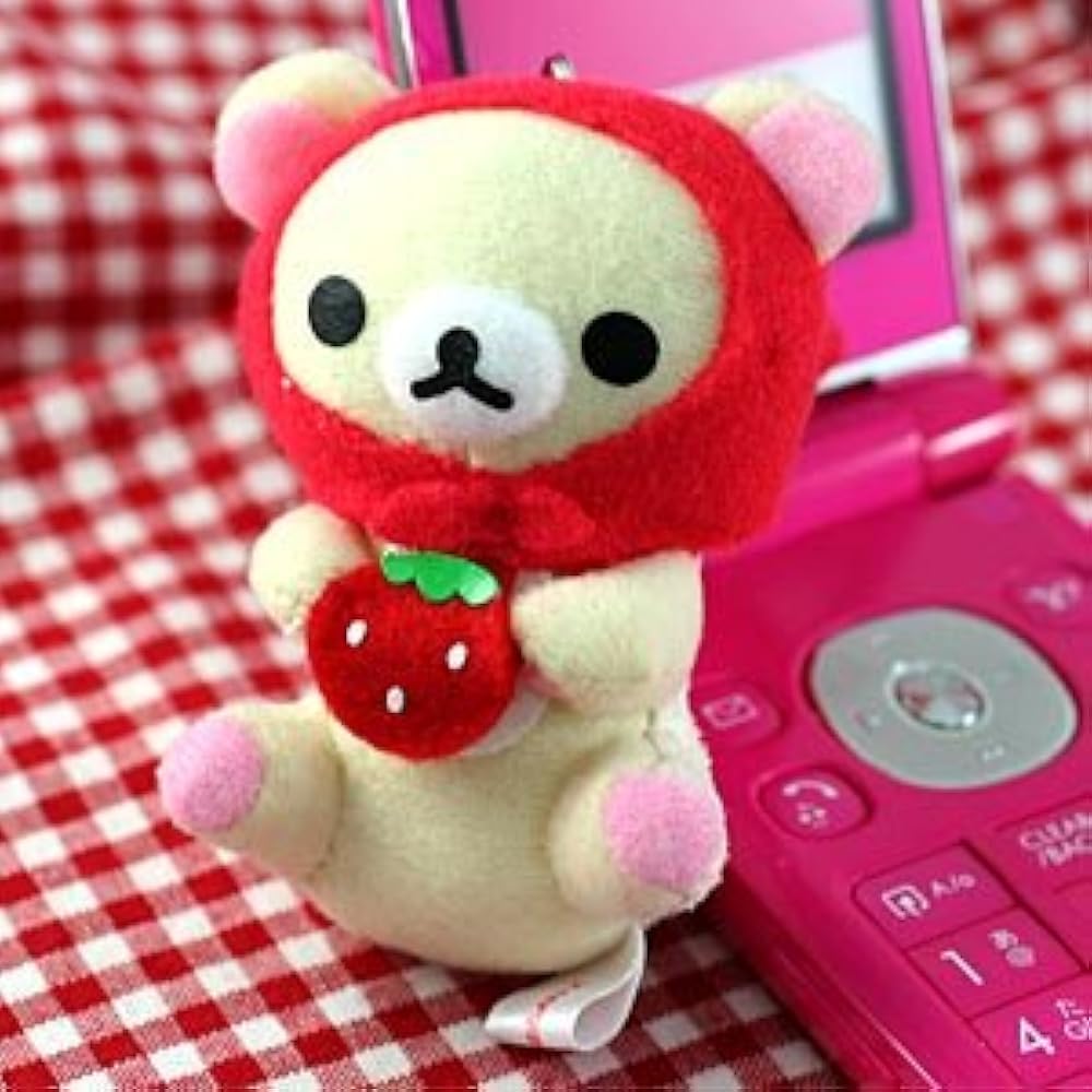 Amazon.co.jp: リラックマぬいぐるみ携帯クリーナーストラップ(いちご