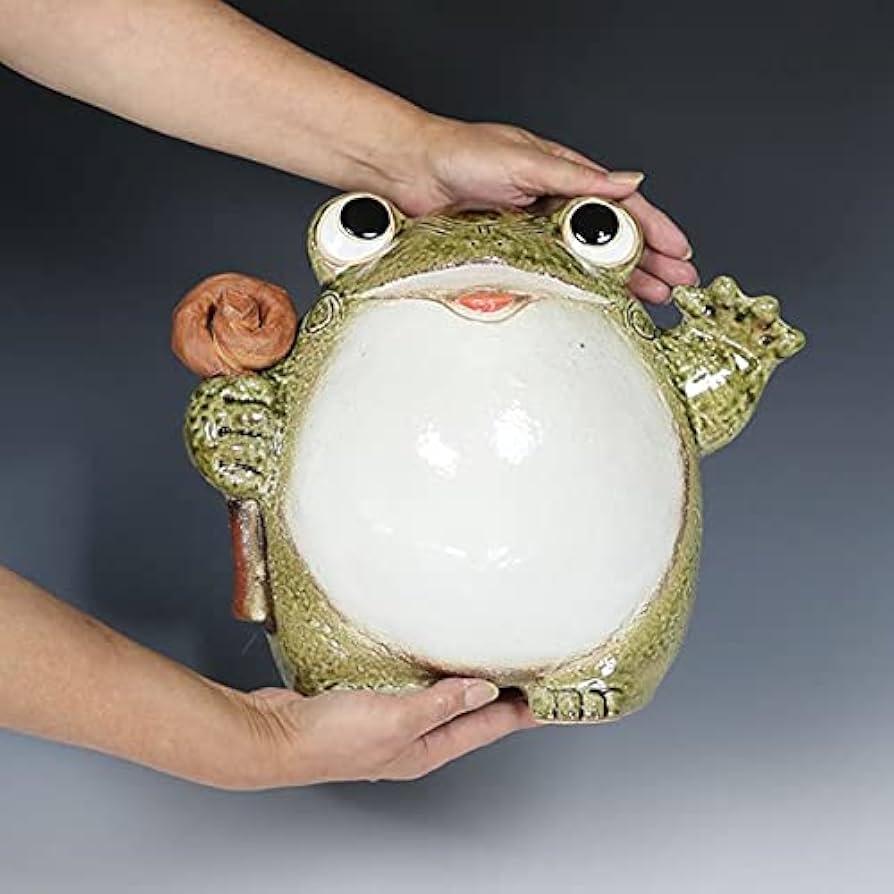 Amazon.co.jp: 信楽焼 福招き蛙【ka-0057】 カエル 陶器蛙 やきもの