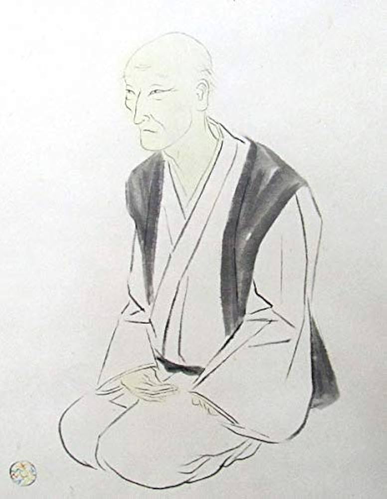 Amazon.co.jp: 安田靫彦『良寛像』リトグラフ 掛け軸 人物画 良寛和尚