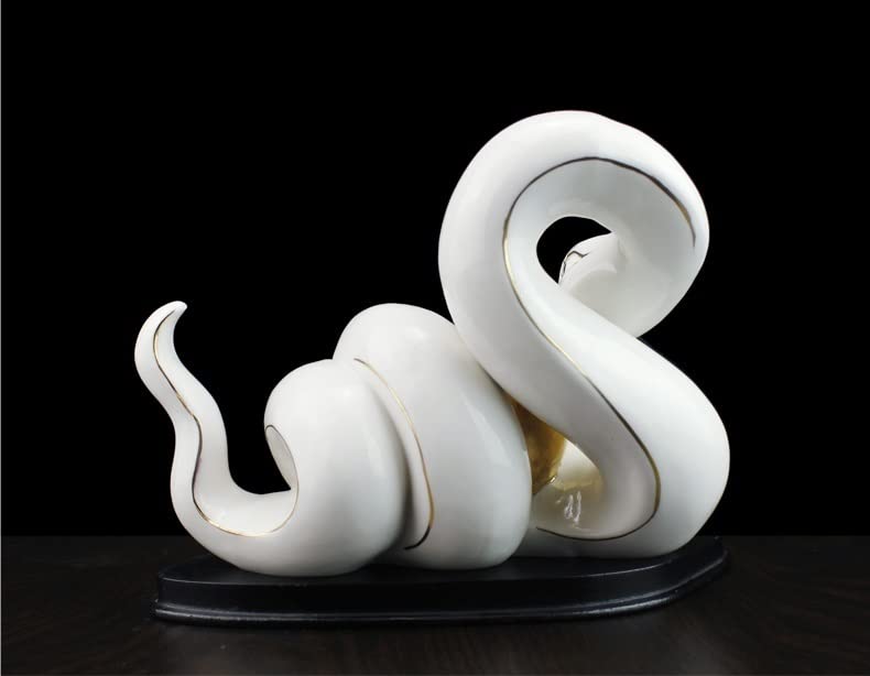 Amazon.co.jp: 白へび ヘビ 白蛇 巳年 置物 縁起物 風水グッズ 風水 蛇