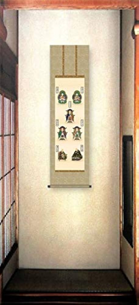 Amazon｜山村観峰『親鸞七高僧(尺三立)』版画＋手彩色 掛け軸 人物画