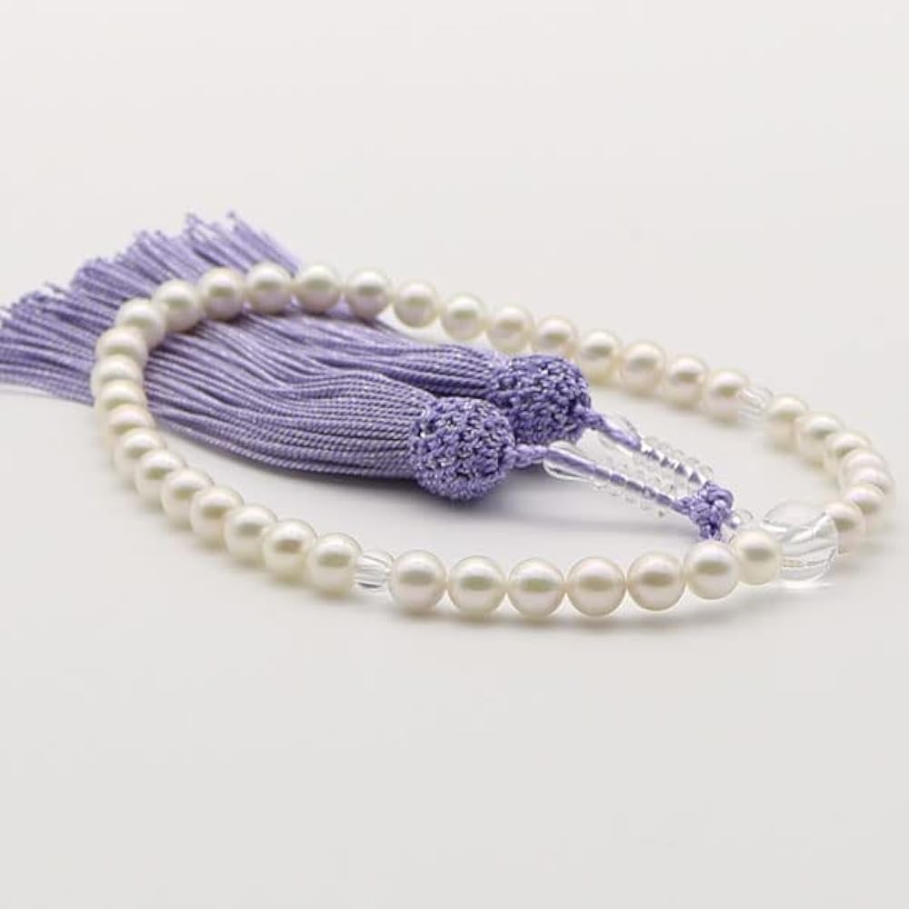 Amazon.co.jp: 真珠パール数珠念珠 アコヤ真珠あこや真珠新色紫人絹房