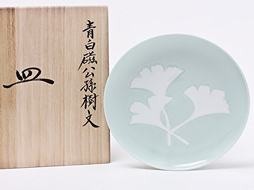 Amazon | 人間国宝 井上萬二窯元 青白磁公孫樹文皿 inouemanji-17