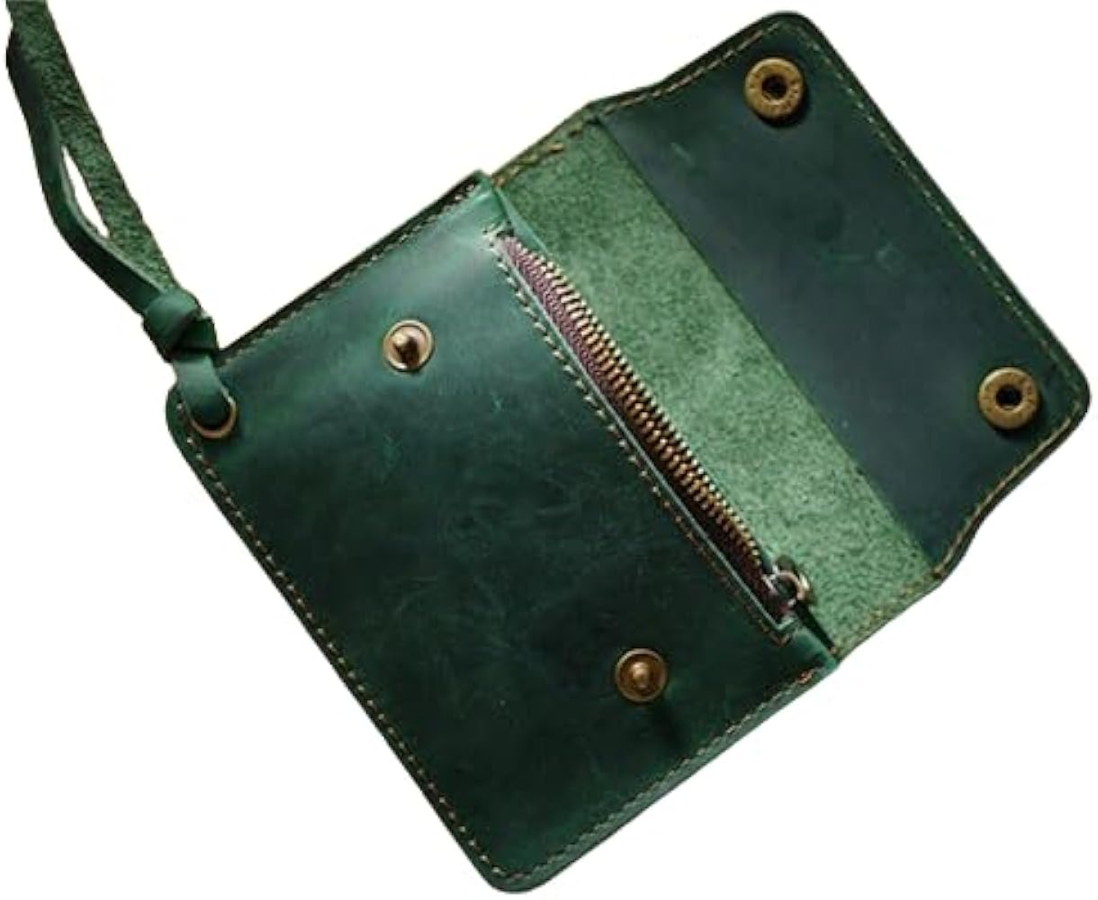 Amazon | 牛革 ミドルトラッカー レザー ウォレット (グリーン) | 財布