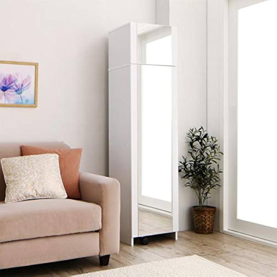 Amazon｜ホワイト 2口コンセント付き 全身ミラーになる すき間