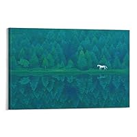 Amazon.co.jp: 東山魁夷緑響く彩美版 風景画ポスターキャンバス