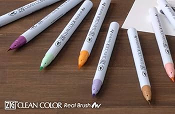 Amazon.com: Zig Clean Color Real Brush Markers, Multicolor, 12