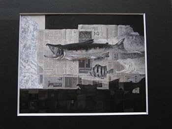 Amazon.co.jp: 坂本幸重、 鮭 、希少な額装用画集より、 額装付