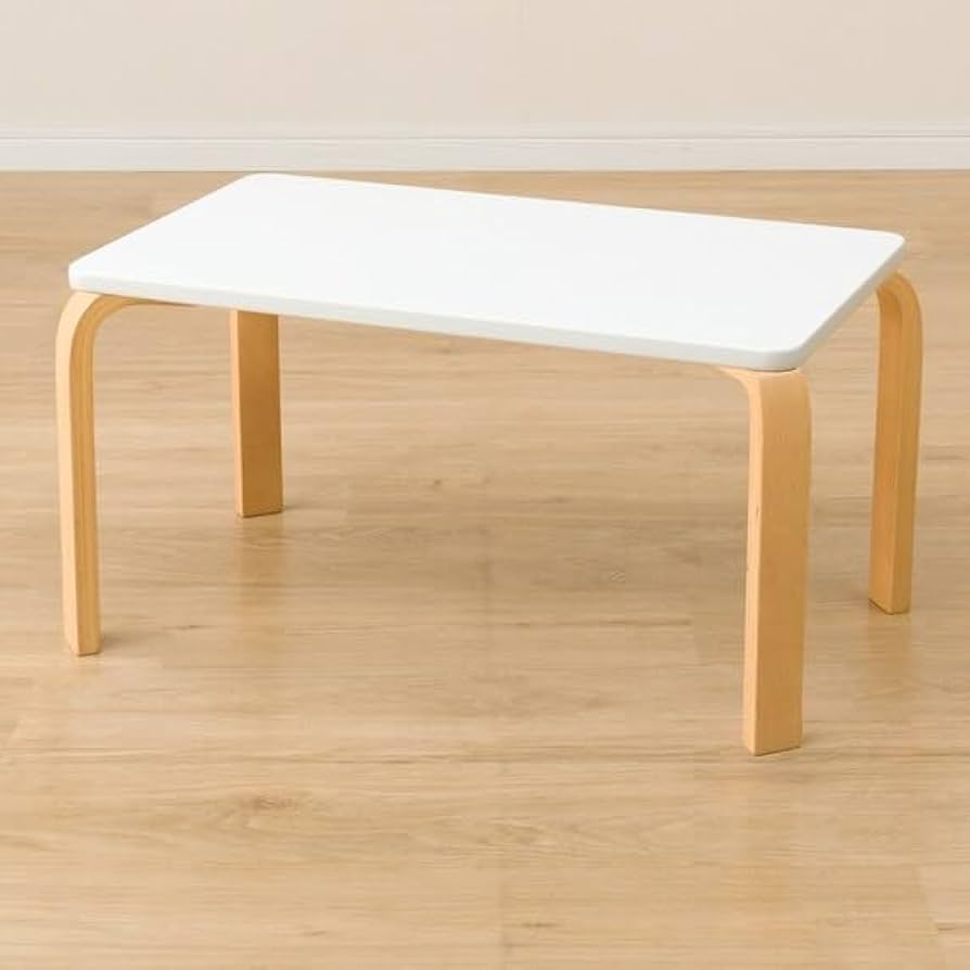 Amazon｜ニトリ(NITORI) 曲木四角テーブル 60×35cm ホワイト