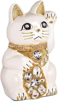 Amazon.co.jp: ご縁猫 ジュエリーキャット(L-SIZE 白 White）左手あげ