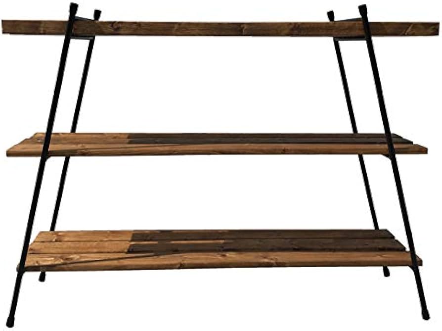 Amazon｜インテリア・アイアンスチールラック棚脚3段｜オープン
