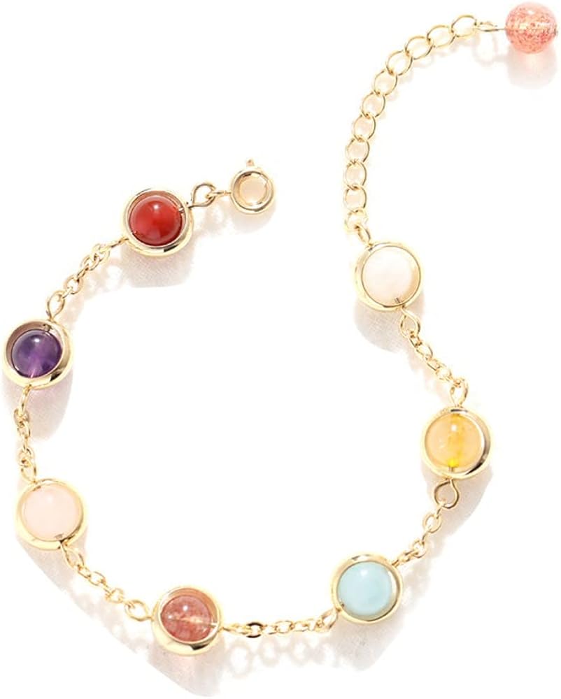 Amazon.co.jp: 水晶 ブレスレット レディース 七色 数珠 あずき