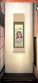 Amazon.co.jp: 長江桂舟『白馬武者(尺三立)』版画＋手彩色 掛け軸 人物