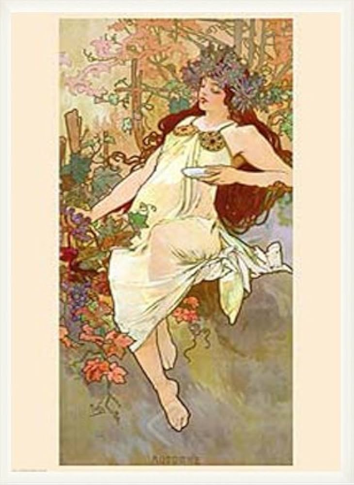 Amazon.co.jp: ポスター アルフォンス ミュシャ 四季「秋」 額装品