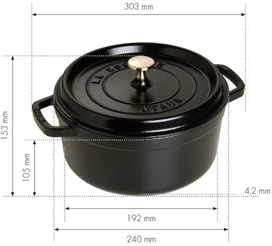 Amazon.com: Staub Round Dutch Oven 4-Quart Matte Black : Arts