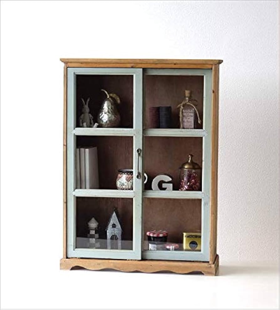 Amazon.co.jp: キャビネット 引き戸 ガラス扉 木製 スリム 薄型 完成品