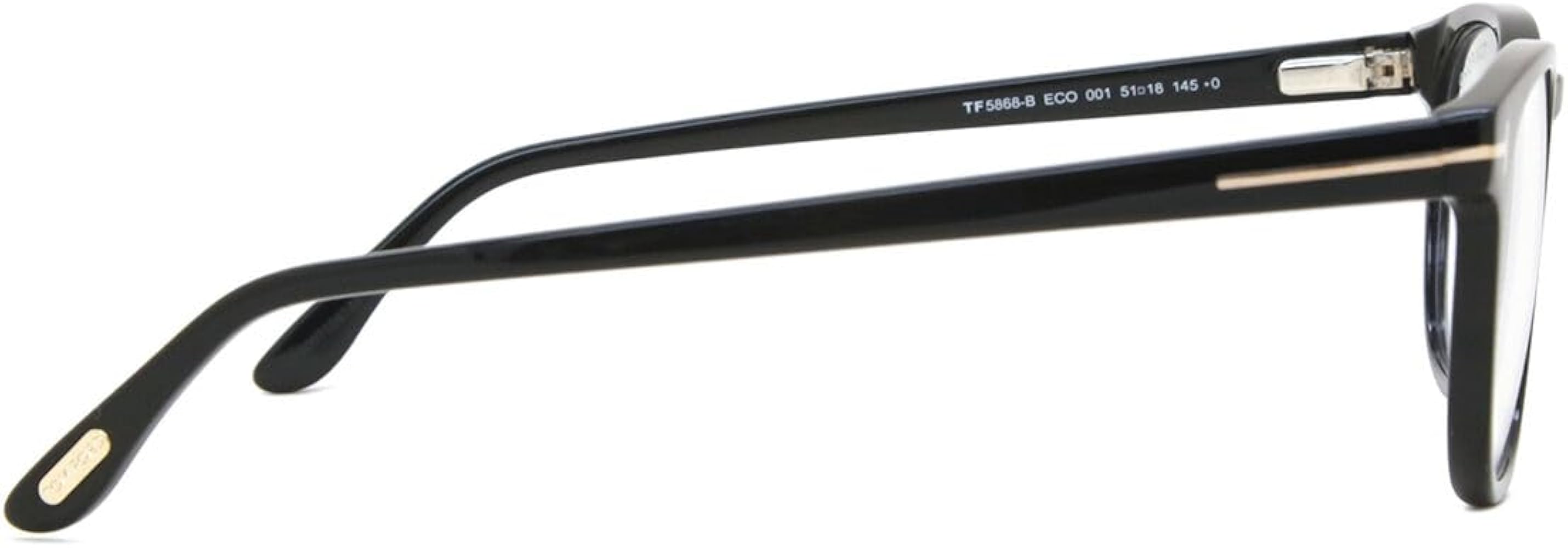 Tom Ford Eyeglasses FT 5868 -B 001 Shiny Black, t Logo, Eco/Blue