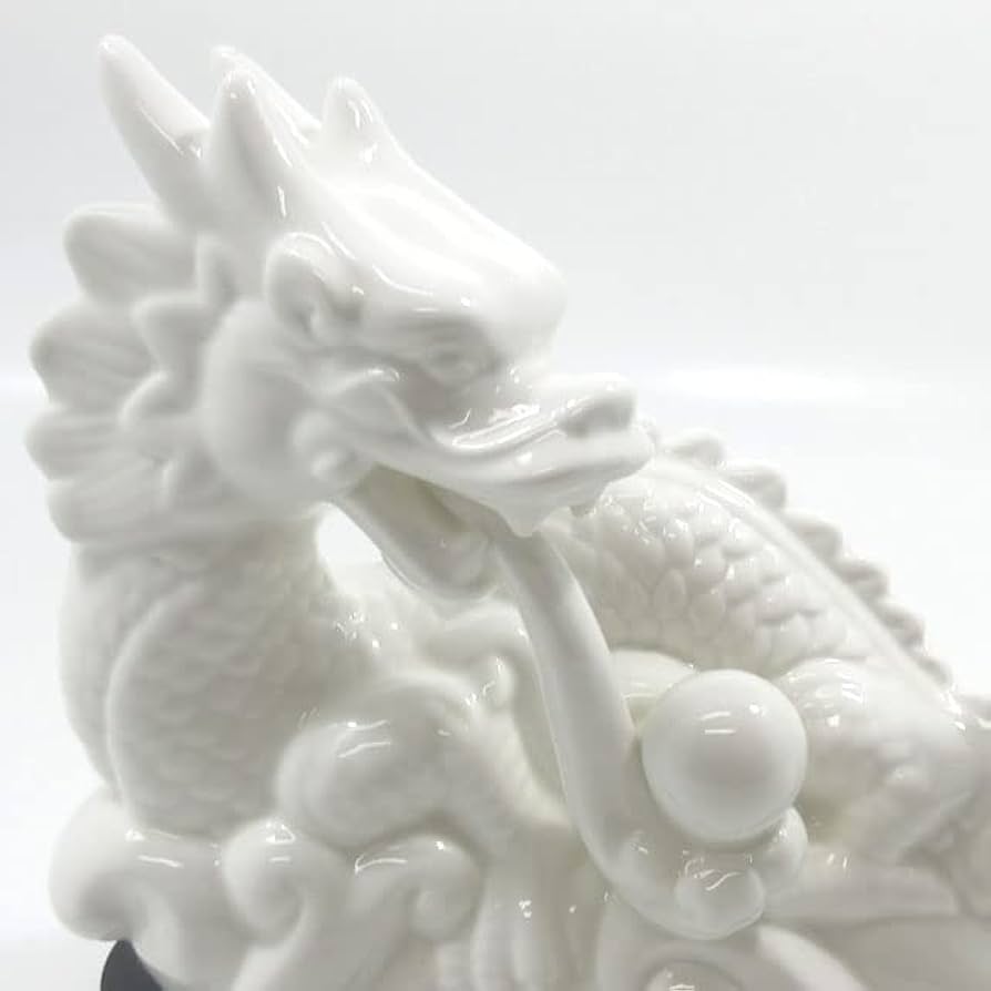 Amazon.co.jp: 白龍 置物 風水 白龍の置物 陶器 大サイズ 最大長さ約
