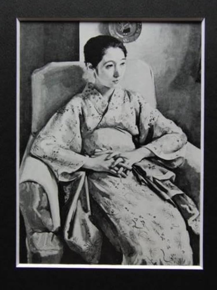 Amazon.co.jp: 小磯良平「T嬢の像1926年」画集画、額付、状態良好