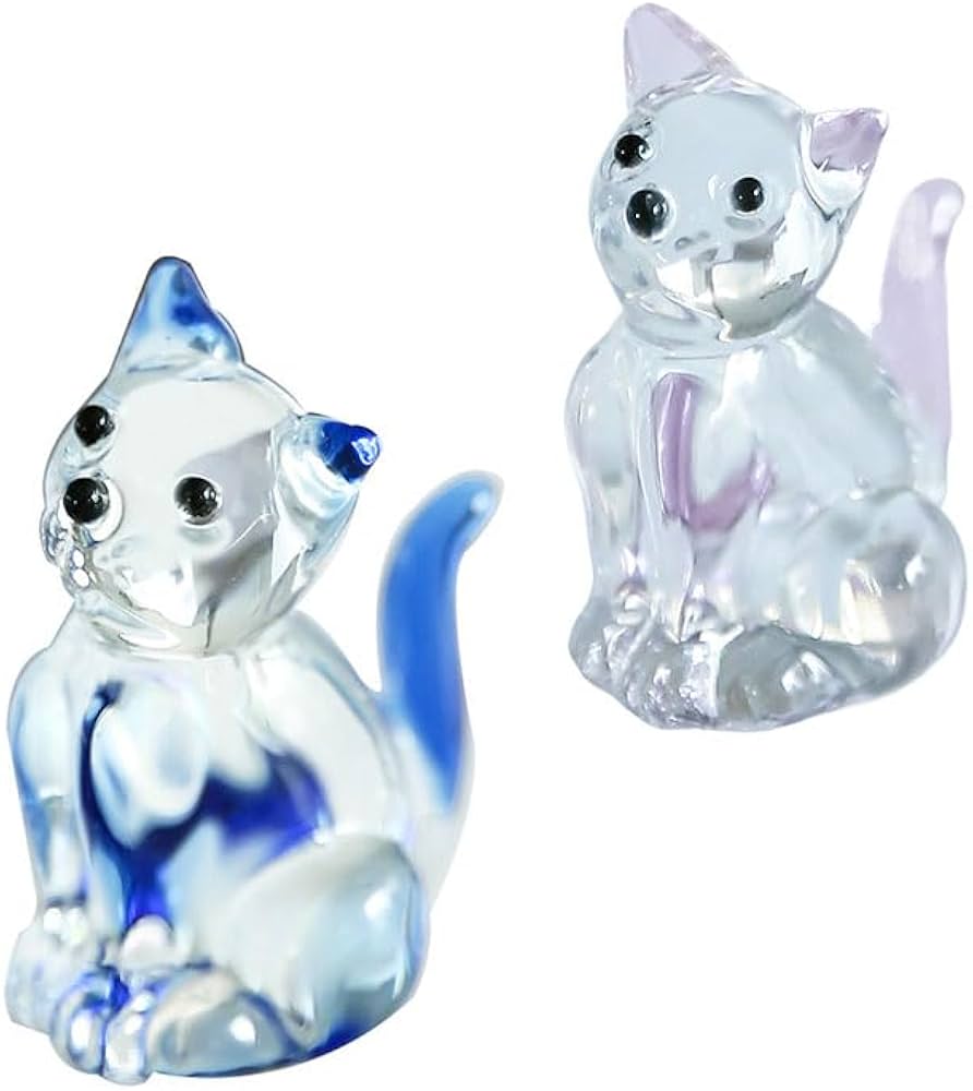 Amazon.co.jp: ネコ匹 置物 オブジェ ガラス クリスタルホーム