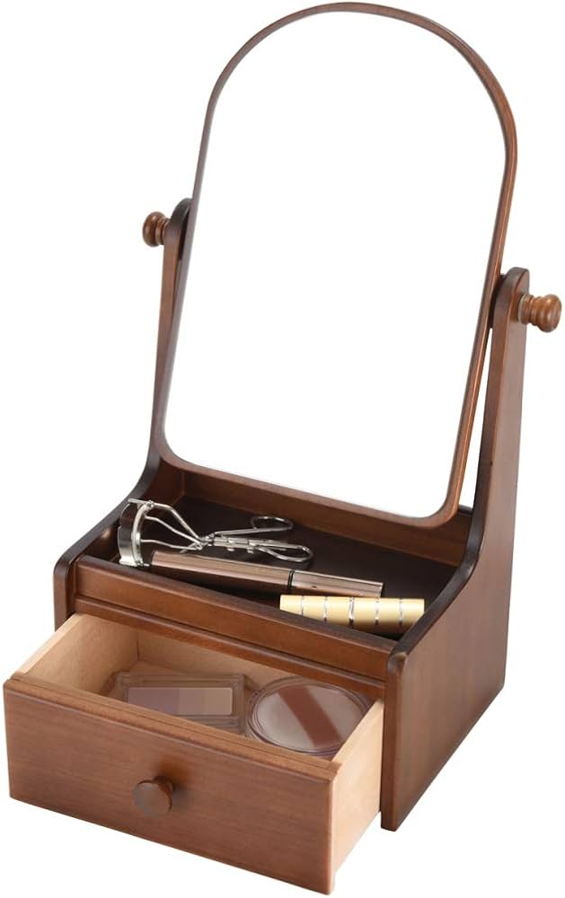 Amazon | ドレッサー 化粧台 ミニ 姫鏡台 木製 卓上 日本製 W23×D16.5