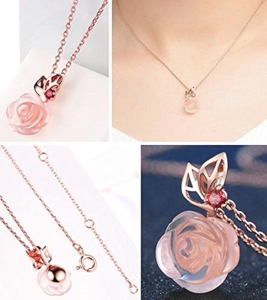 Amazon | [Glorious Angel] ネックレス 薔薇 ローズクォーツ ローズ