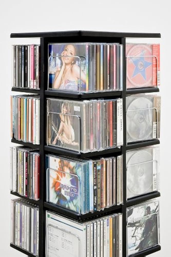 Amazon｜【大容量】 CD・DVD 収納 回転式マルチタワーラック 4色展開sk