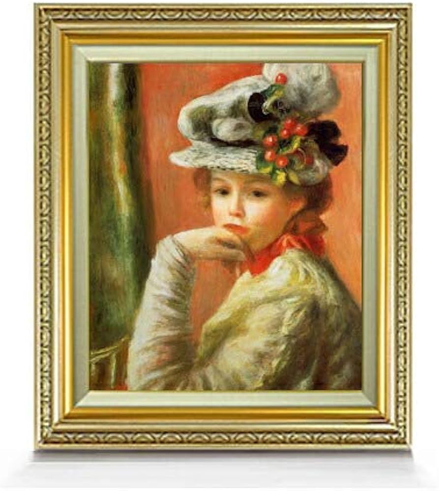 Amazon.co.jp: ルノワール 白い帽子の少女 F8 油絵直筆仕上げ｜ 絵画 8