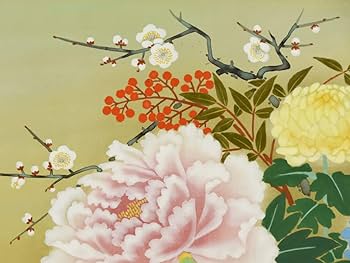 Amazon.co.jp: 真作箱山精一（作）「四季の花」軸 掛軸 共箱 日本画