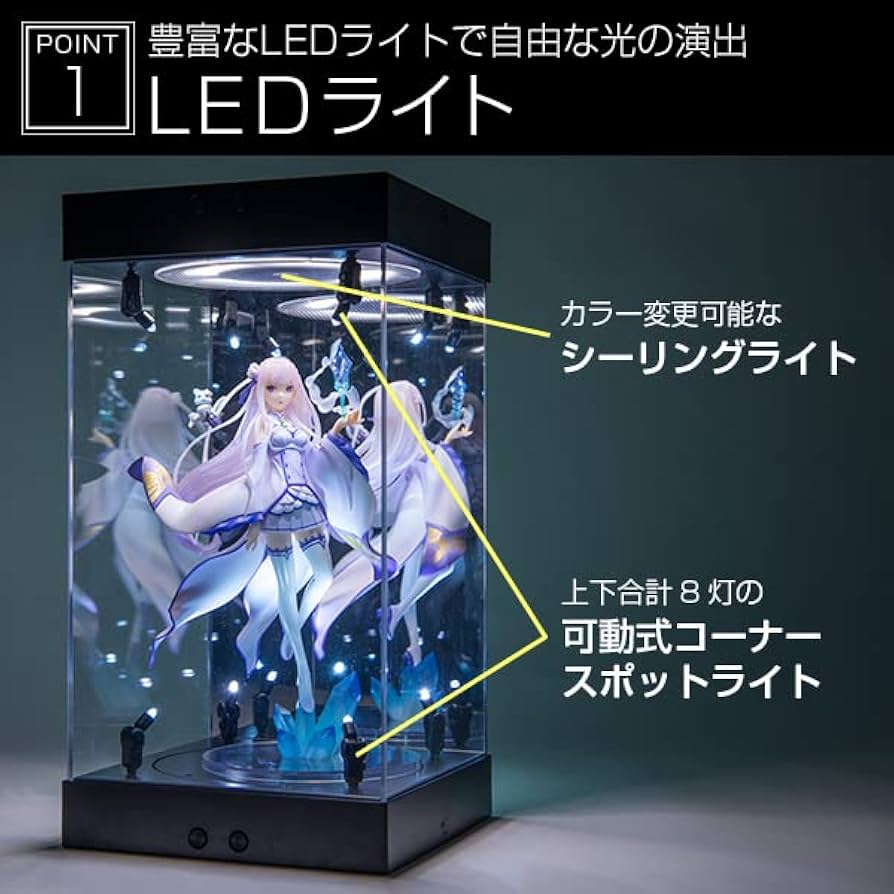 Amazon.co.jp: STAGE360 (ブラックM) フィギュアケース アクリル LED