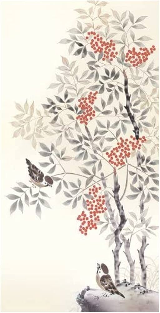 Amazon.co.jp: 掛け軸／掛軸 南天福寿 （高見 蘭石） : ホーム＆キッチン