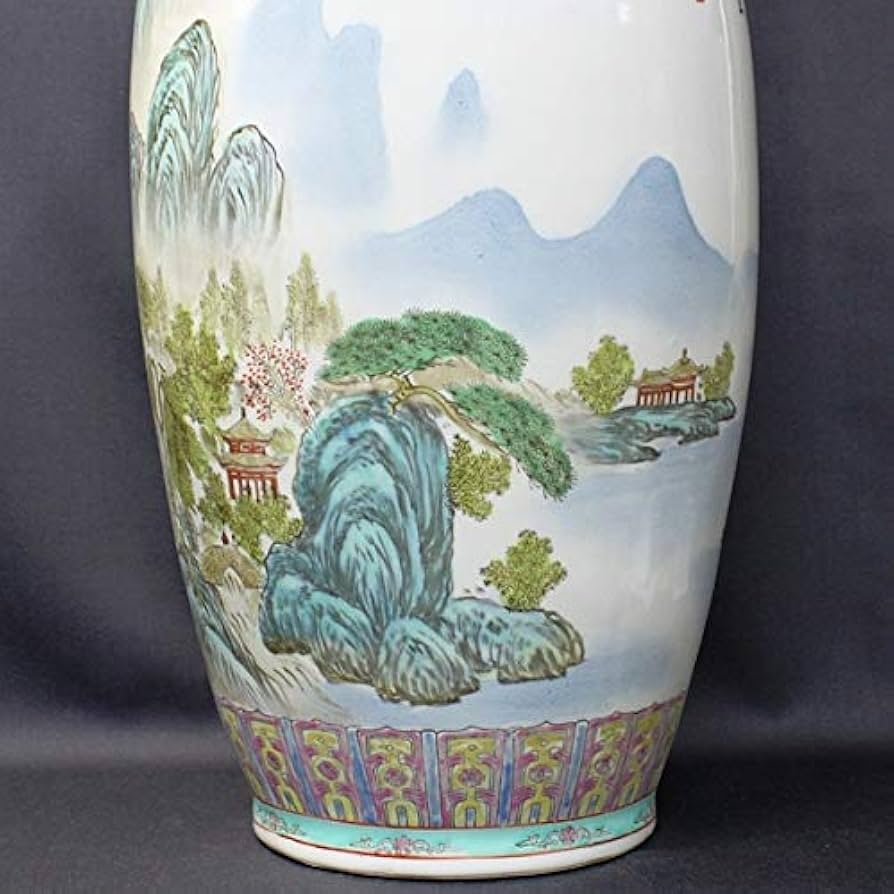 Amazon.co.jp: 景徳鎮 特大花瓶「四神相応吉祥山水」[中国/高級/工芸