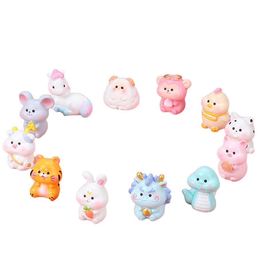 Amazon.co.jp: 12干支 可愛い 動物 ミニ動物フィギュア 激カワ 置物