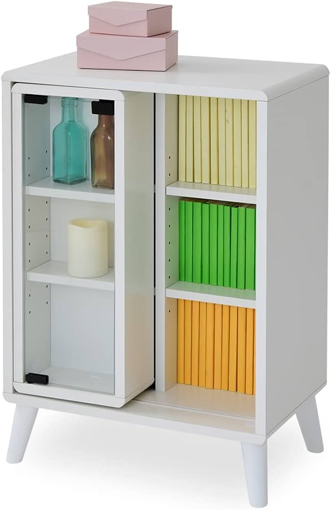 Amazon｜JKプラン スライド式本棚 低い 幅50 約 高さ70cmスリム 漫画