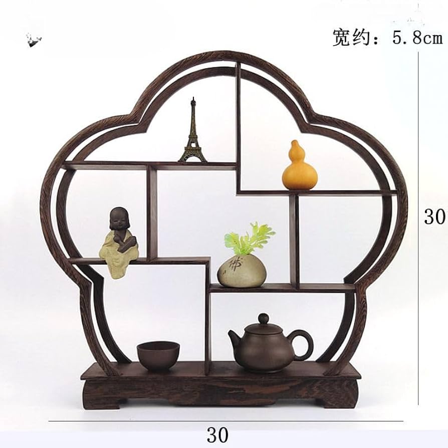 Amazon｜中国風 和モダン ウッドラック 茶器 香炉 花台 木製 飾り棚