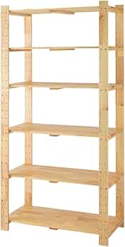 Amazon | ウッドシェルフ 幅90×奥行43.5×高さ180cm棚6段 1台 【 木製