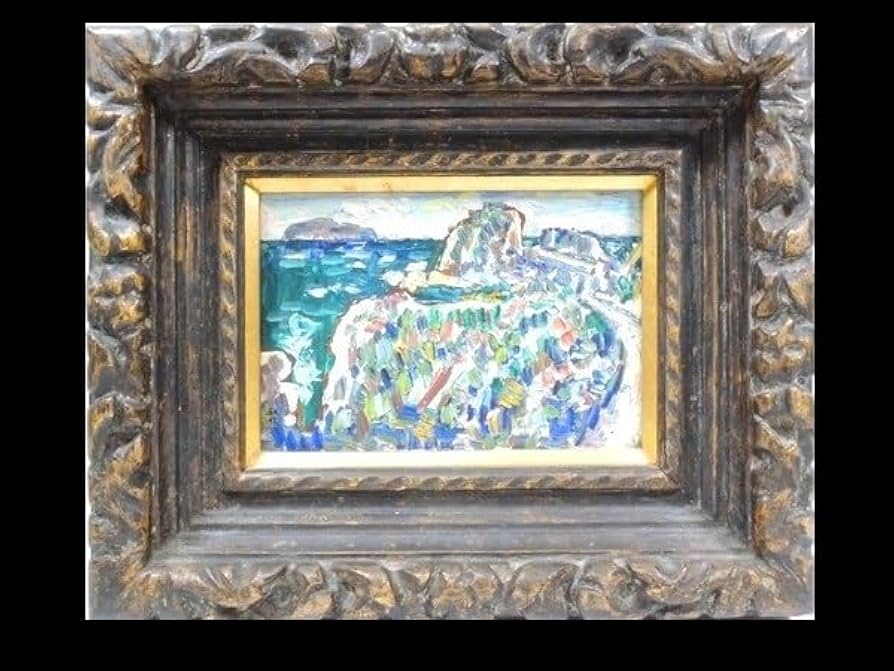 小林和作、『小漁港1』、希少な画集より、新品額装付、マット額装付き