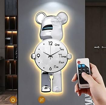 Amazon.co.jp: Homilius 掛け時計 かわいい クマ 時計 静音 北欧風 3色