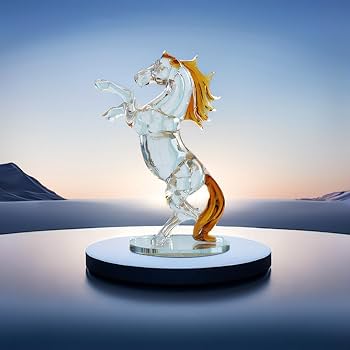Amazon.co.jp: クリスタルガラス馬置物コレクション馬動物文鎮テーブル