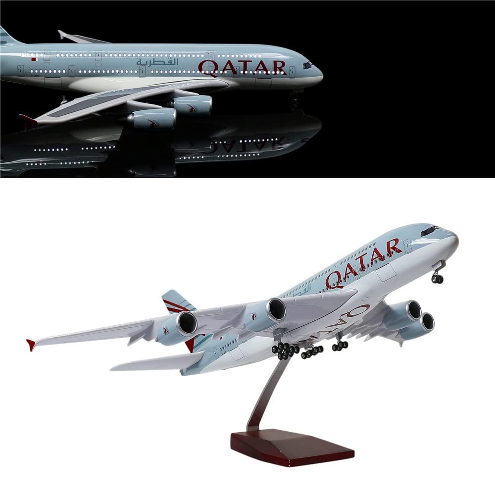 Amazon.com: Qatar A380 Plane Diecast with LED Light(Touch or Sound