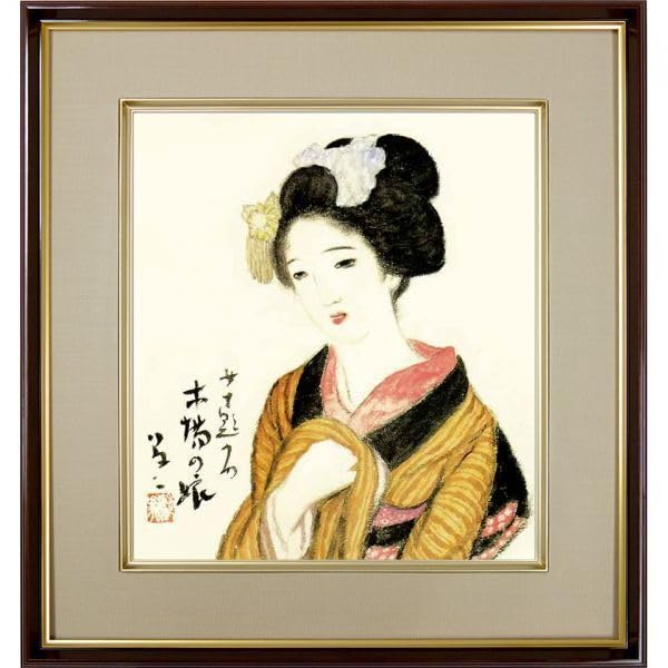 Amazon.co.jp: 竹久夢二「木場の娘」 複製色紙額 特殊工芸画 額入り
