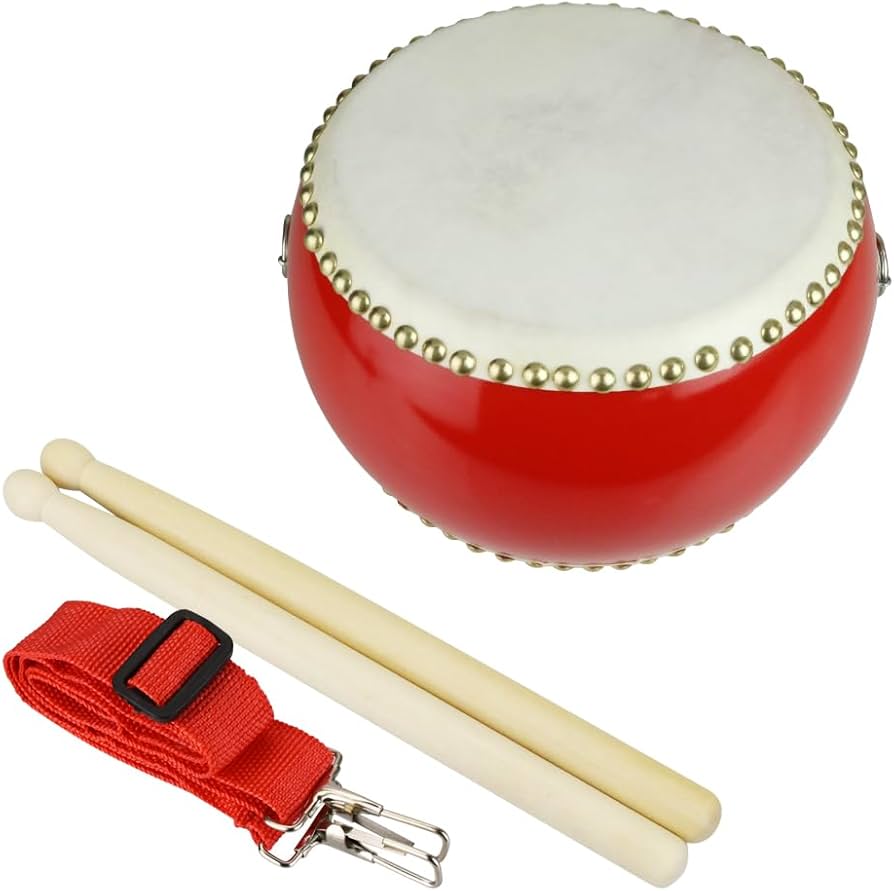 Amazon.co.jp: ミニ太鼓 和太鼓セット ストラップ/バチ付き 牛革張り
