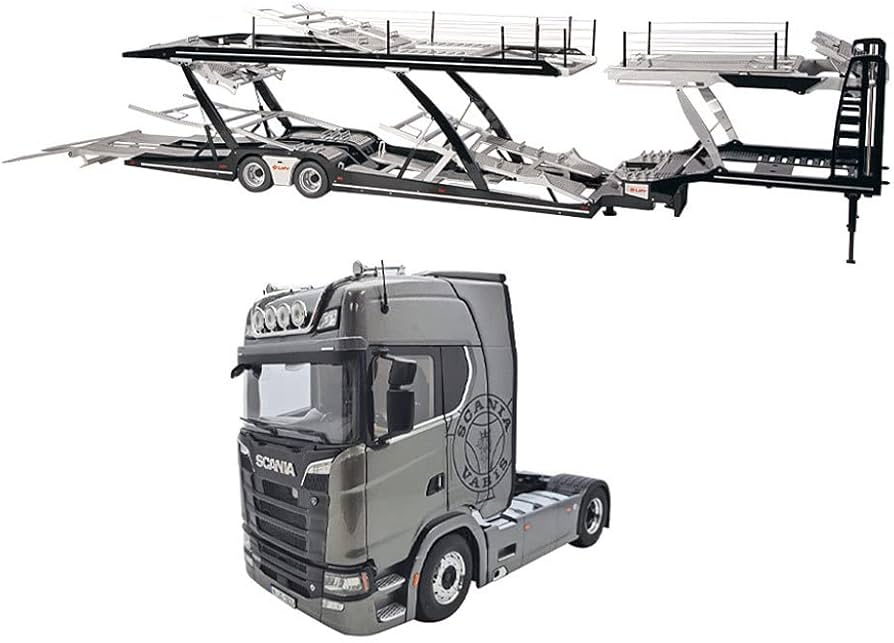 Amazon | NZG 1/18 SCANIA V8 730S グレー + Lohr car transporter