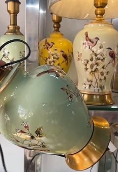 Amazon.co.jp : KY LEE 陶器 デスクライト 花唐草模様 テーブルランプ