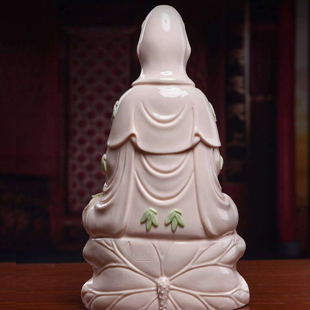 Amazon.co.jp: 観音菩薩仏像、白い磁器座蓮観音菩薩工芸品、風水品観音